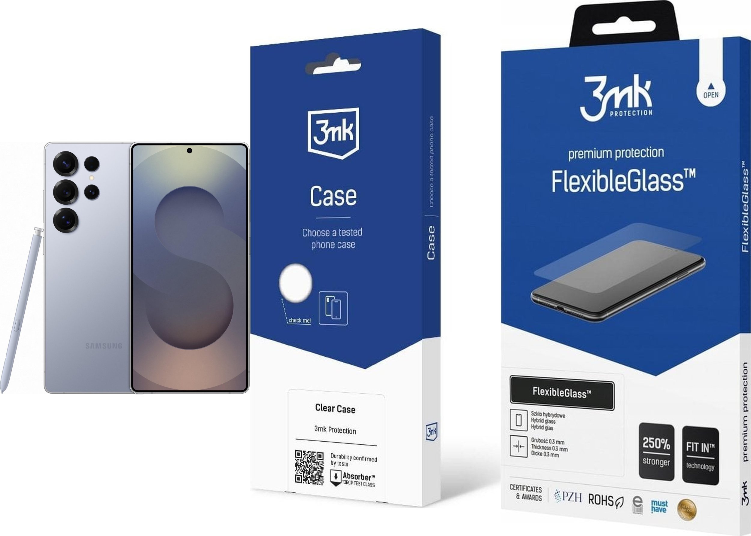 Smartfon Samsung Galaxy S25 Ultra 5G 12/256GB Niebieski (SM-S938BZB) + FlexibleGlass + Etui Clear Case