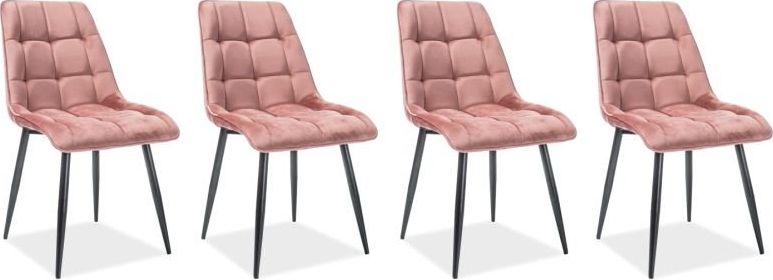 Signal Zestaw krzeseł CHIC VELVET 4 szt różowe