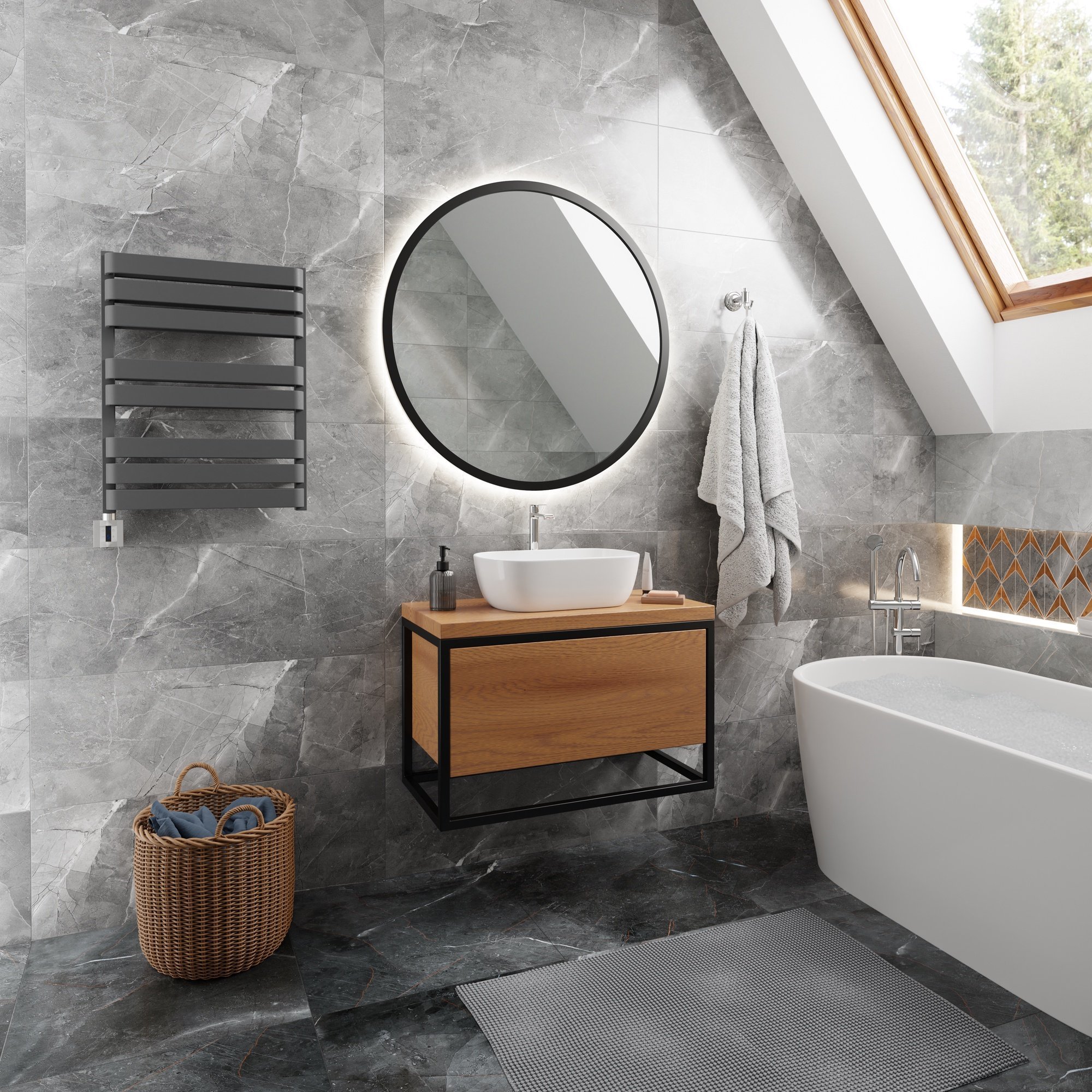 Grzejnik łazienkowy Sourcing TOWEL DRYER ELE WARP T BOLD 500/655 GREY