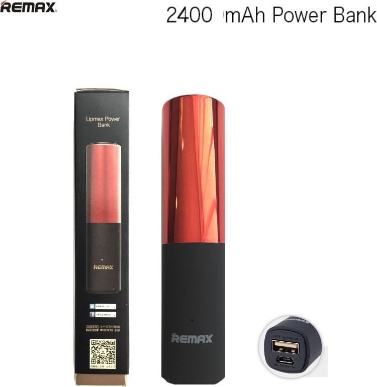 Powerbank Remax Power Bank Remax LipMax 2400mAh - Lūpdažis, Raudonas