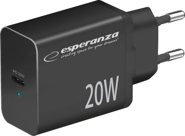 Ładowarka Esperanza EZC104K Esperanza ładowarka sieciowa 20w usb-c pd czarna