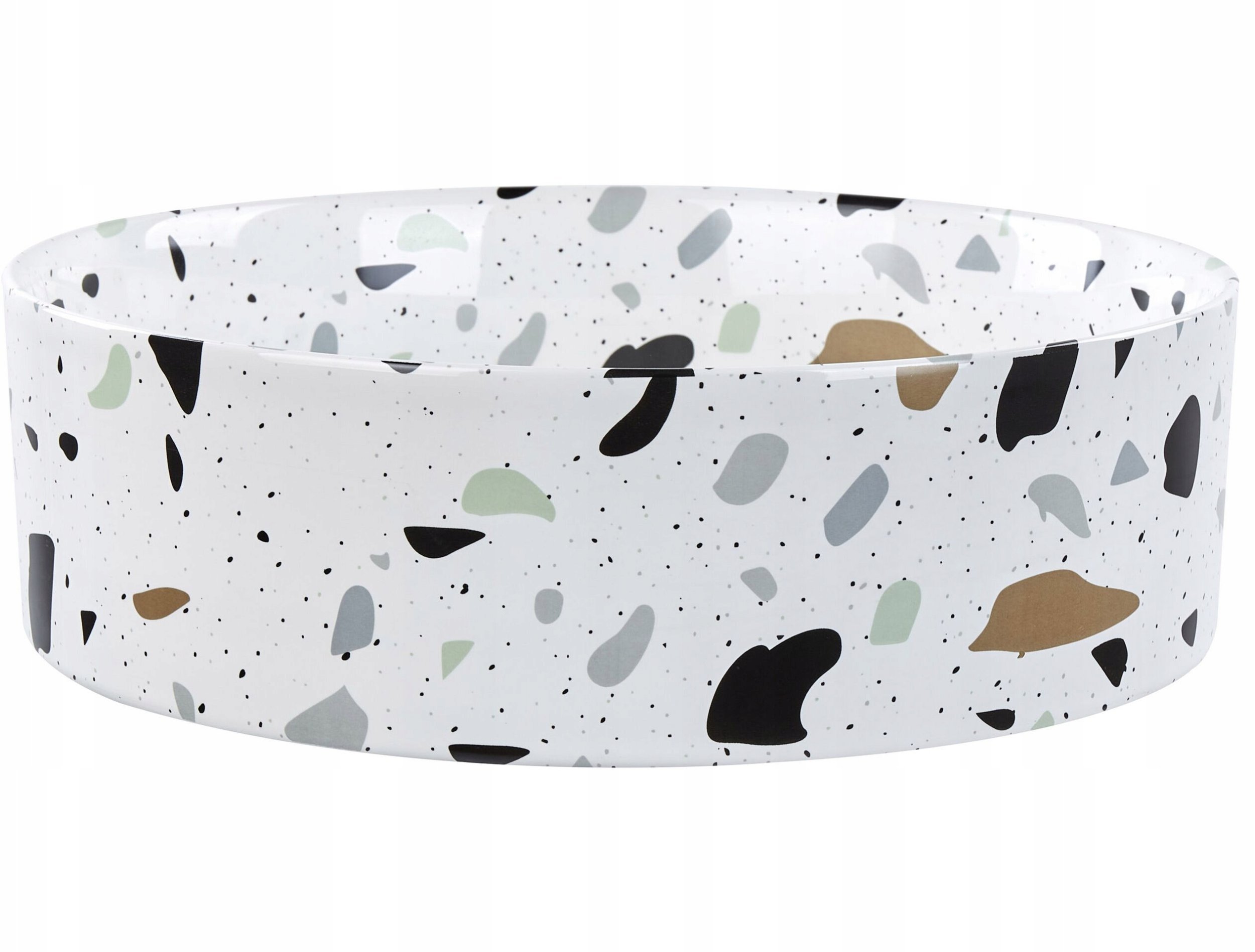 Umywalka Beliani Umywalka nablatowa ceramiczna ⌀ 40 cm biała z efektem lastryko NULES