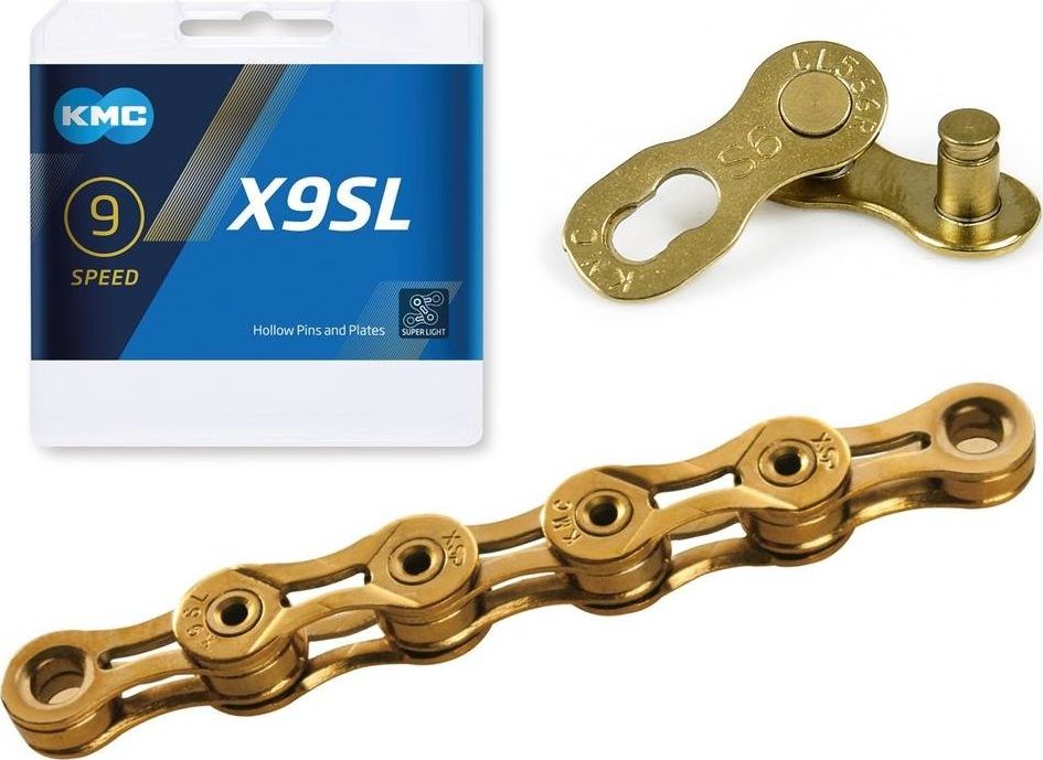 KMC Łańcuch KMC X9SL Ti-N Złoty, 114 ogniw, 6,6mm, 9-rzędowy uniwersalny