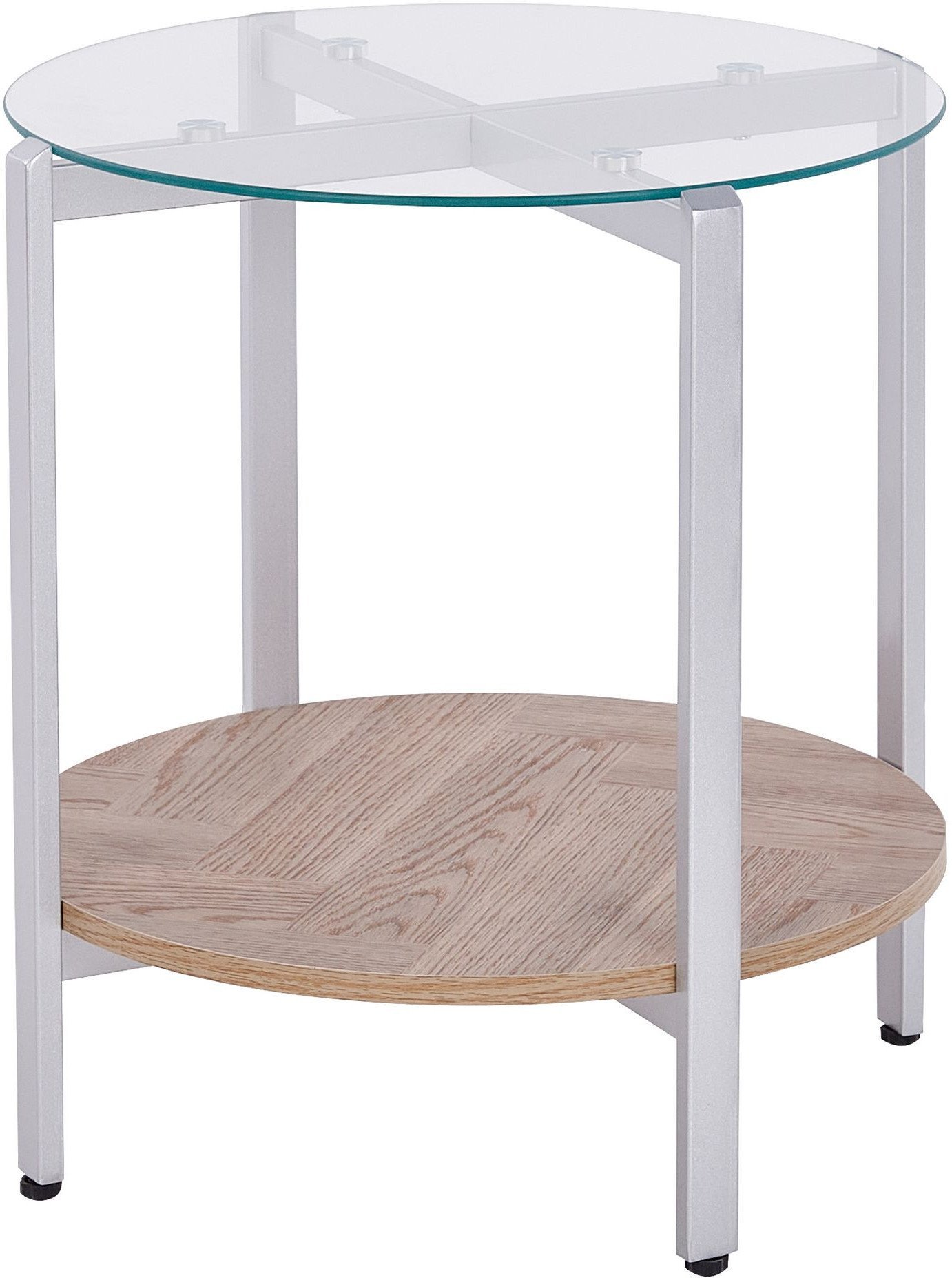 Beliani Stolik pomocniczy szklany jasne drewno ze srebrnym LOVELL