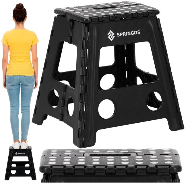 Stołek składany 39 cm schodek pomocniczy 150 kg podest antypoślizgowy, czarny UNIWERSALNY