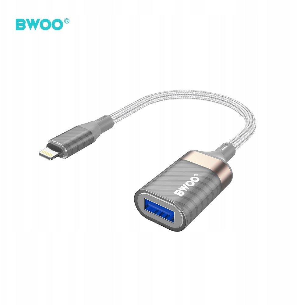 BWOO BZ70 adapter Lightning - USB szary