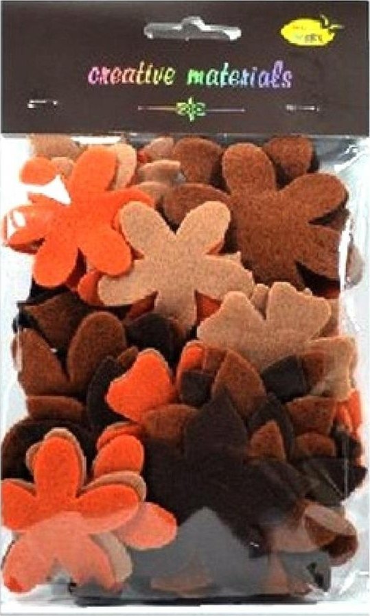 Kwiatki z filcu tonacja brązowa 60szt