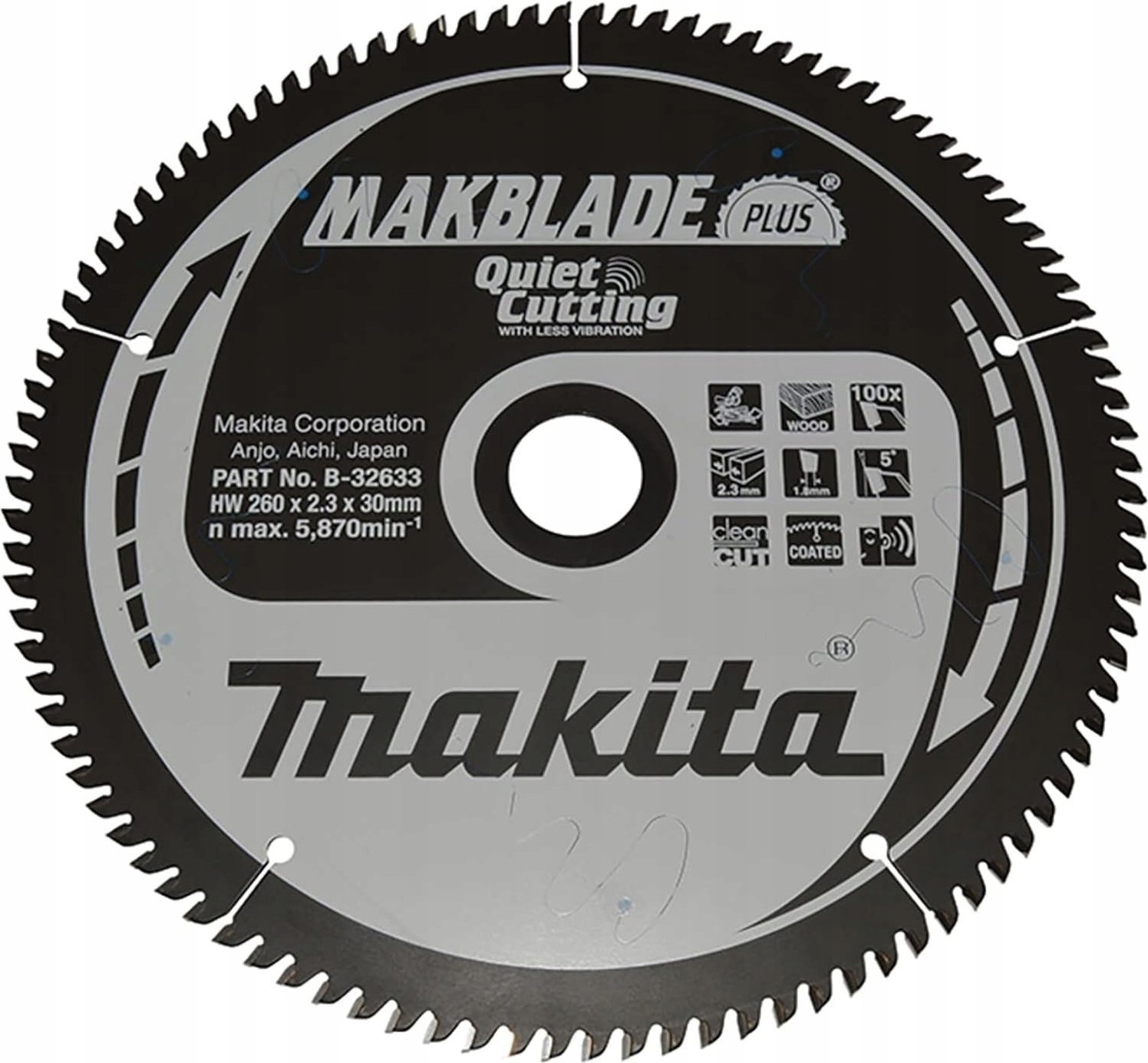 Makita MAKITA PIŁA TARCZOWA 260x30x100z MAKBLADE PLUS DREWNO