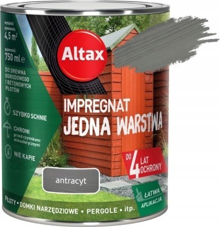 ALTAX Impregnat jedna warstwa do drewna i betonu antracyt 0,75l
