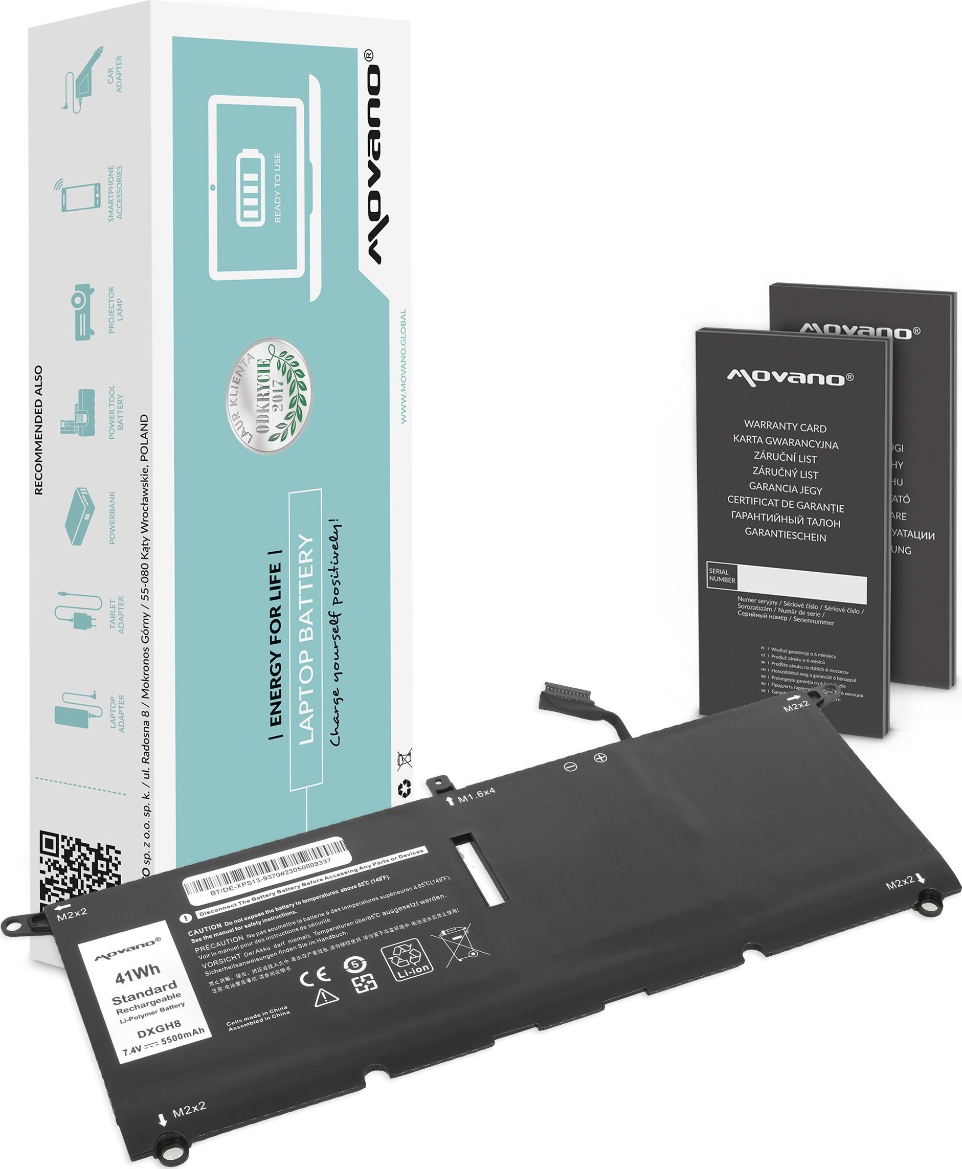 Bateria Movano Bateria DXGH8 G8VCF do Dell XPS 13 9370 9380