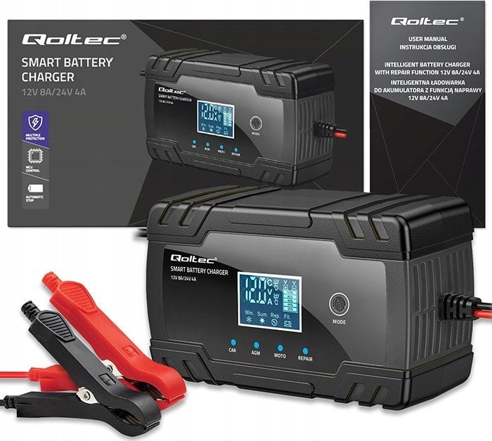 Inteligentna mikroprocesorowa ładowarka 12V 8A | 24V 4A |Prostownik z funkcjš naprawy do akumulatora AGM GEL | LCD