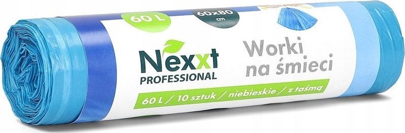 NEXXT Worki na śmieci Nexxt 60L LDPE z taśmą niebieskie (10)