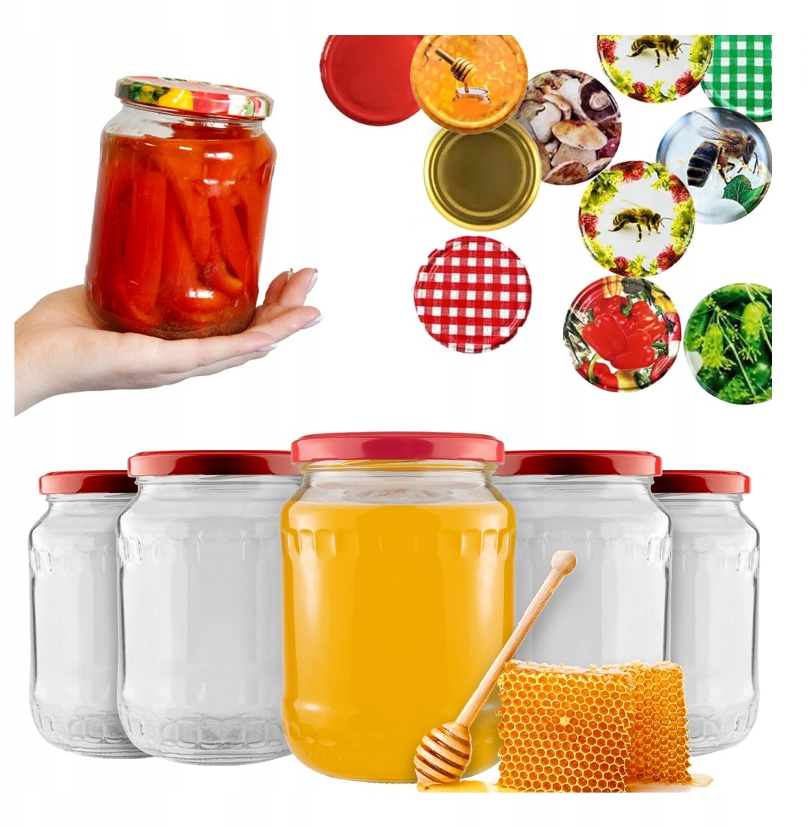 48X Słoiki Szklane 720ml Słoik NA OGÓRKI GRZYBY DŻEM MIÓD PRZETWORY