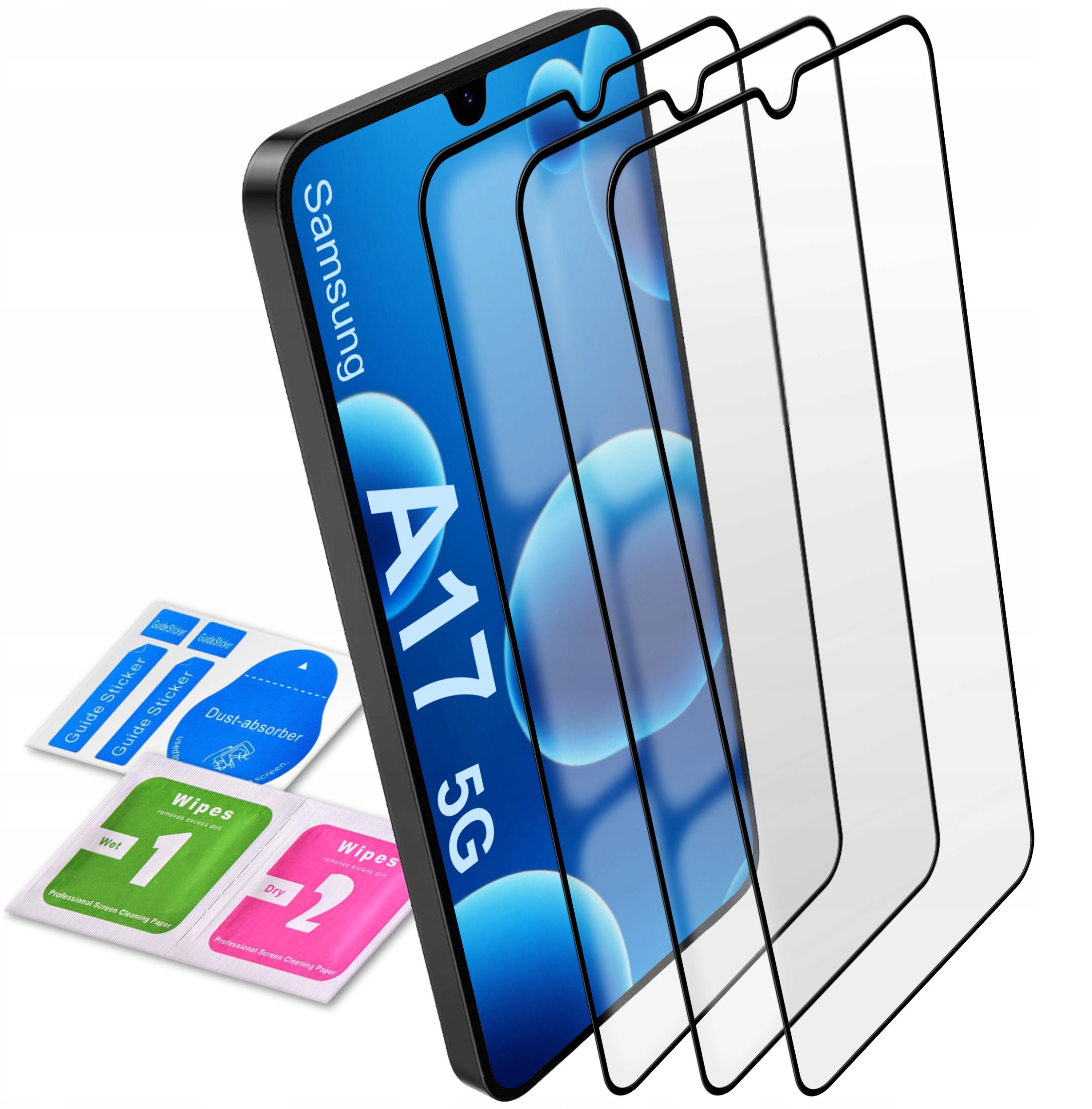 3x SZKŁO HARTOWANE NA CAŁY EKRAN do Samsung A17 5G SZYBKA OCHRONNA 5D 9H