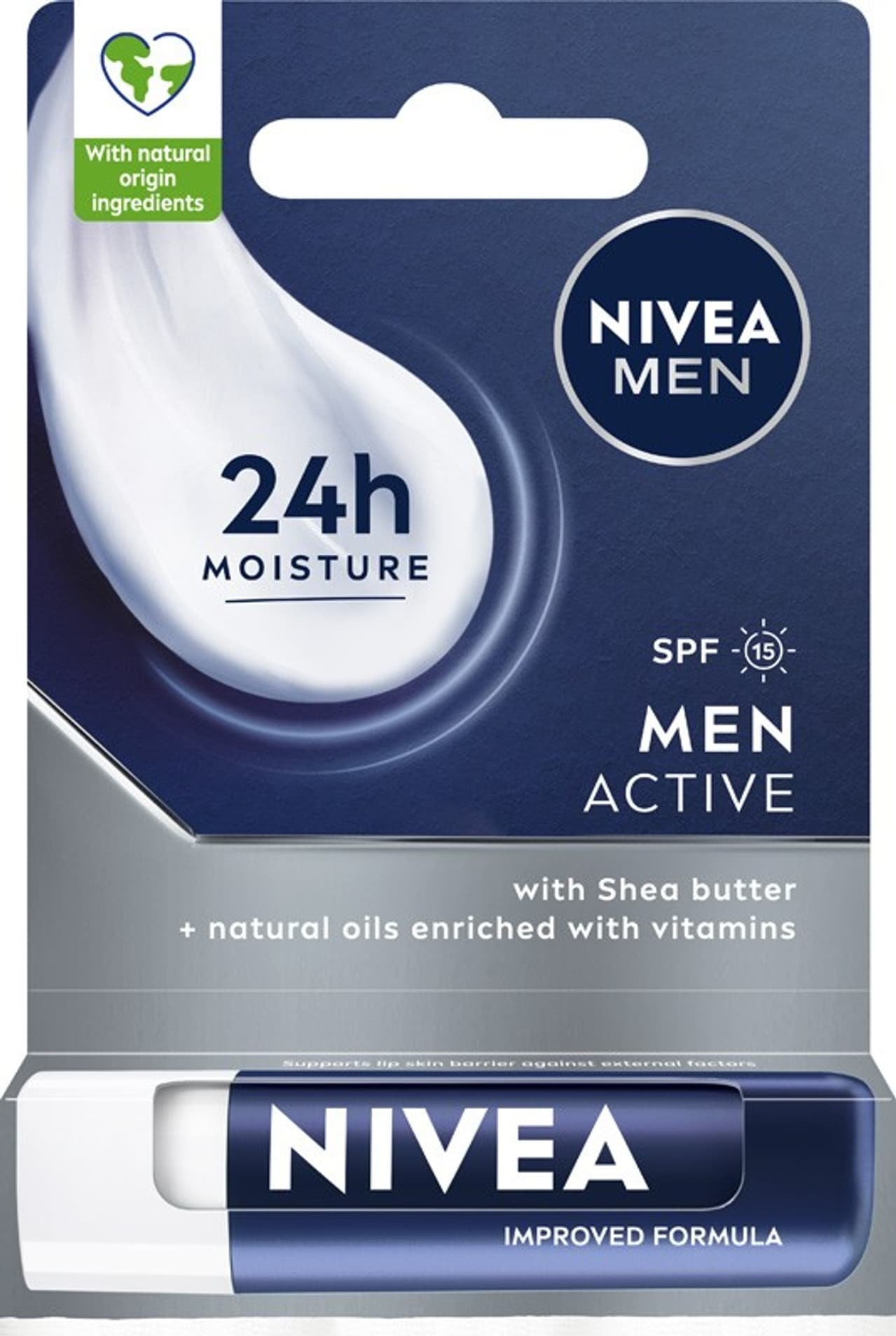 Nivea MEN Pomadka do ust z masłem shea SPF 15 Active 4,8 g