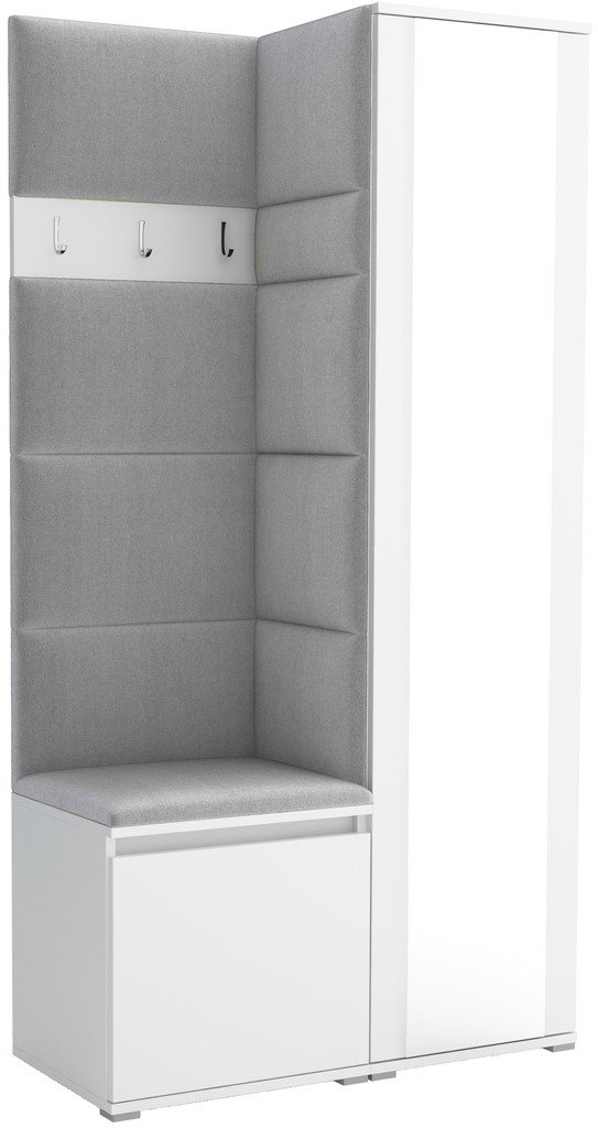 Tapicerowana garderoba Noris VI z lustrem - biały + tkanina Trinity 32