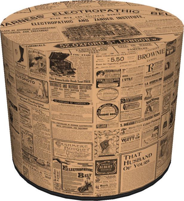 Bertoni-arco Okrągła pufa dekoracyjna - NEWSPAPER