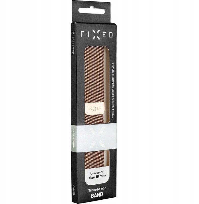 Fixed | Mesh Strap with Quick Release, 18mm, Stainless Steel Mesh Strap for Smartwatch | Gold