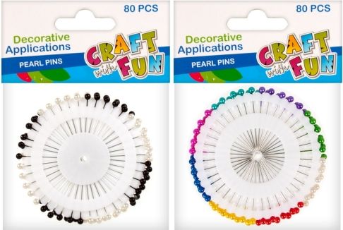 Craft with Fun Ozdoba Dekoracyjne Szpilki Perły Opakowanie 80 (PN022/023)