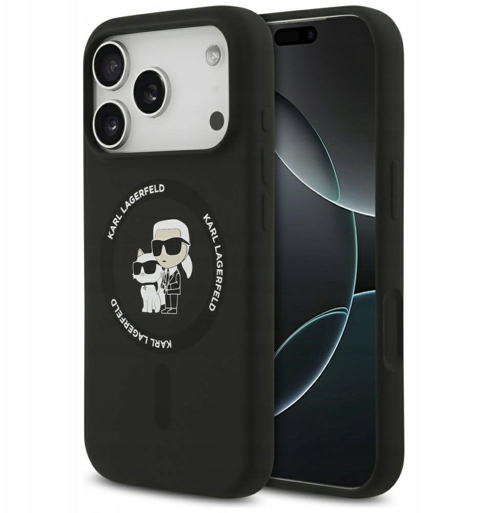 Etui Karl Lagerfeld Silicone Karl&Choupette Ring MagSafe do iPhone 17 Pro Max czarny