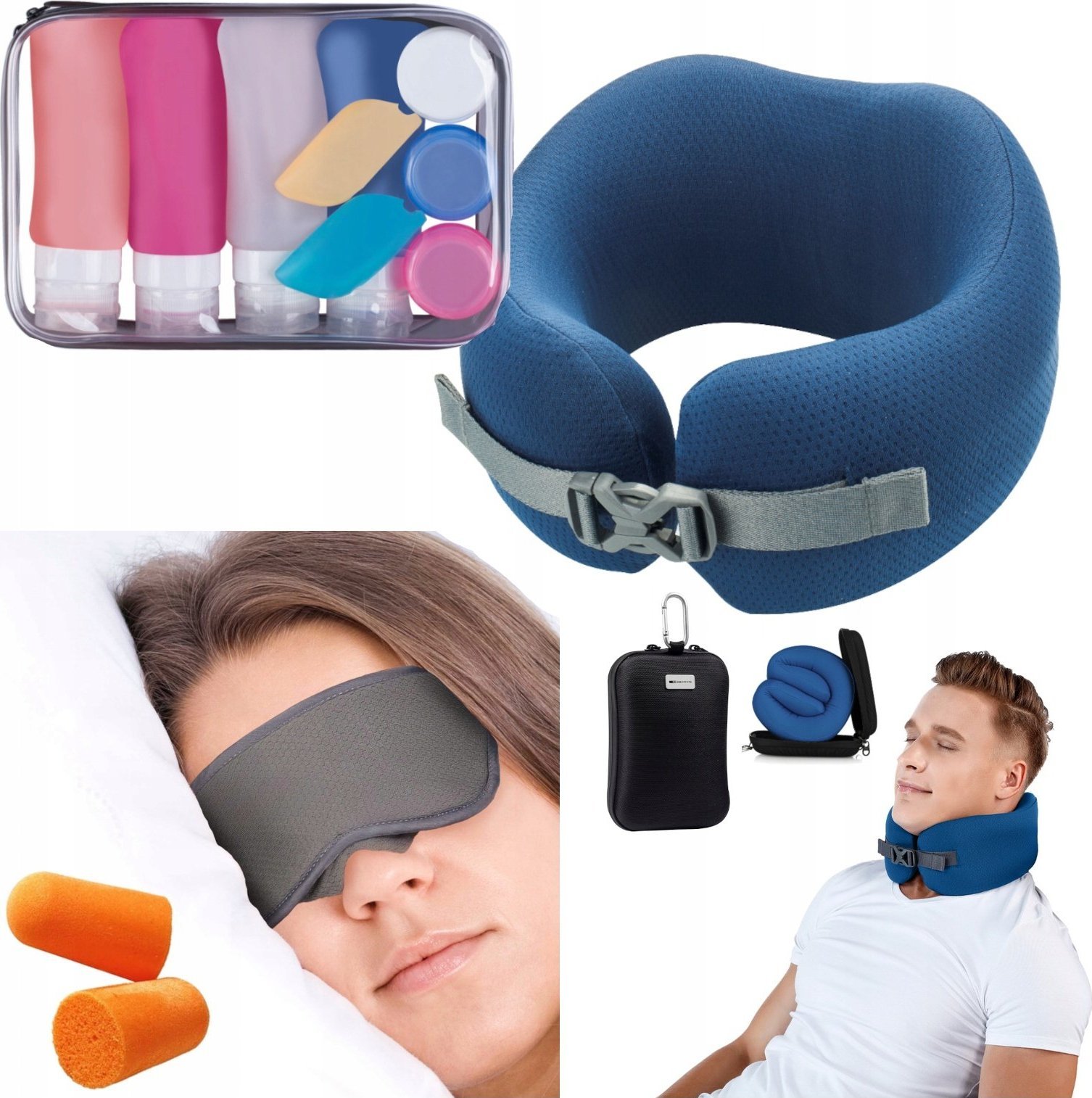 Zestaw Xl Do Samolotu Kosmetyczka Rogal Opaska Oczy