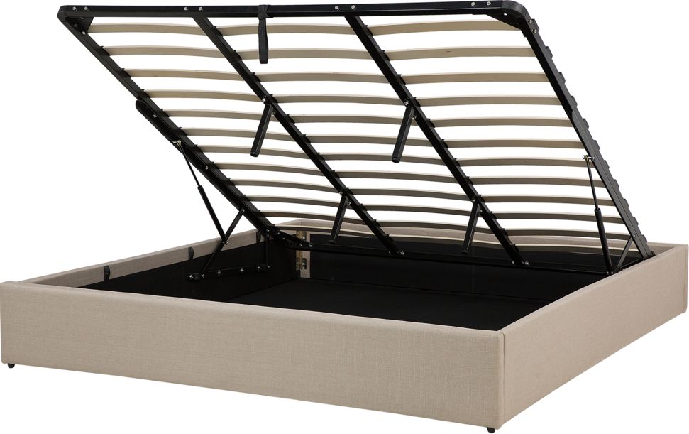 Shumee Łóżko z pojemnikiem tapicerowane 180 x 200 cm beżowe DINAN