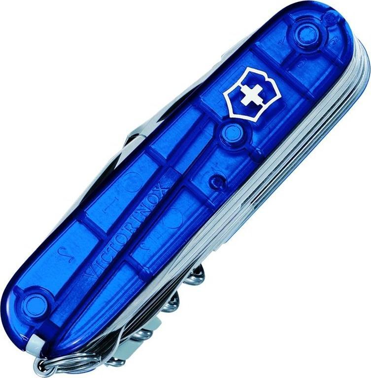 Victorinox Scyzoryk SwissChamp, transparentny niebieski, Celidor, 91mm