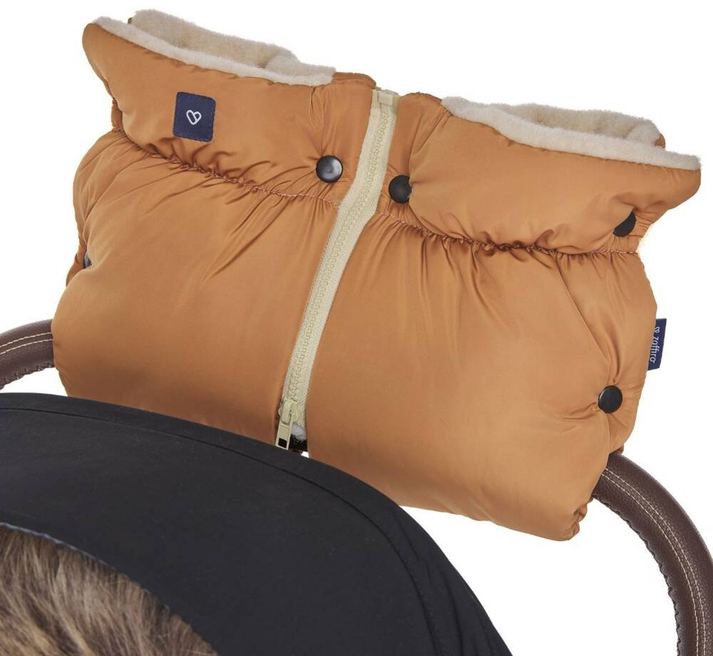 Rękawiczki Mufki do wózka dwuczęściowe Beżowa Wełna premium + Melanż Beżowy U