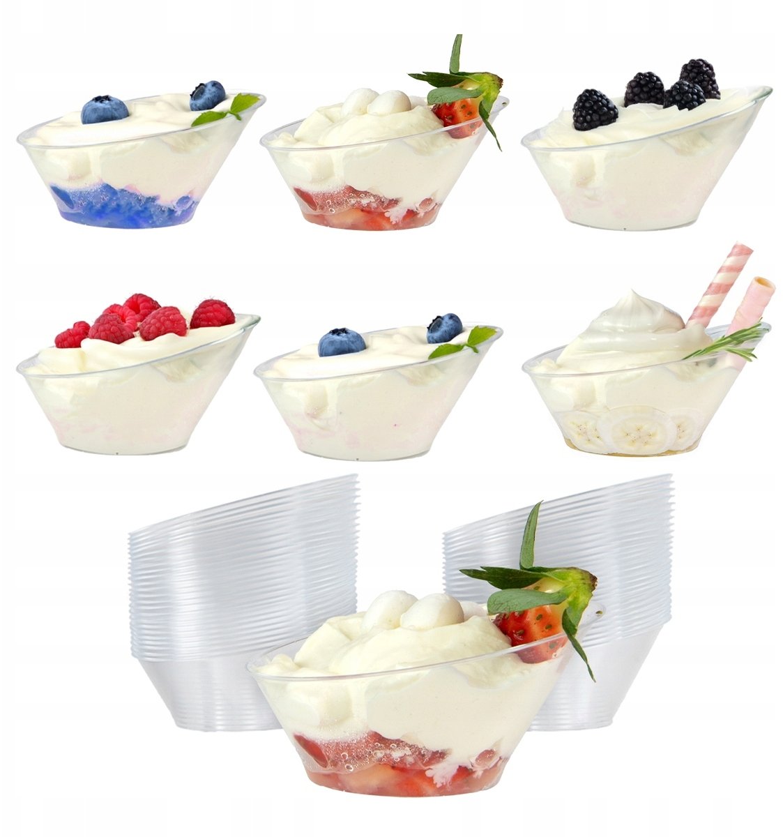 48x PUCHARKI NA DESERKI 70ml kubek pojemnik LUNA na desery lody degustacja