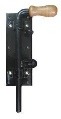 Zasuwa ryglowa czarna z drewnianą rączką + blacha