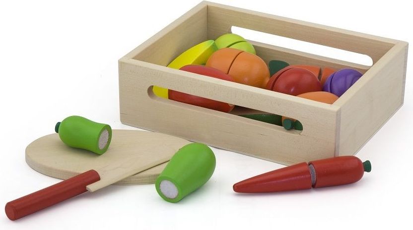 Nefere Drewniane warzywa i owoce do krojenia w skrzynce