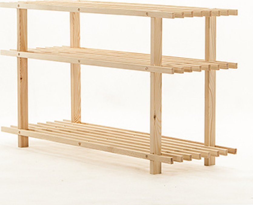 Drewniany Stojak na Buty Regał Szafka Szafa 3 półki RBO3 Naturalny Drewno Sosnowe