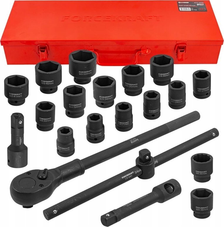 Zestaw narzędzi Forcekraft Zestaw narzędzi udarowych 3/4" 21el. (6-kątnych) (17-50mm)