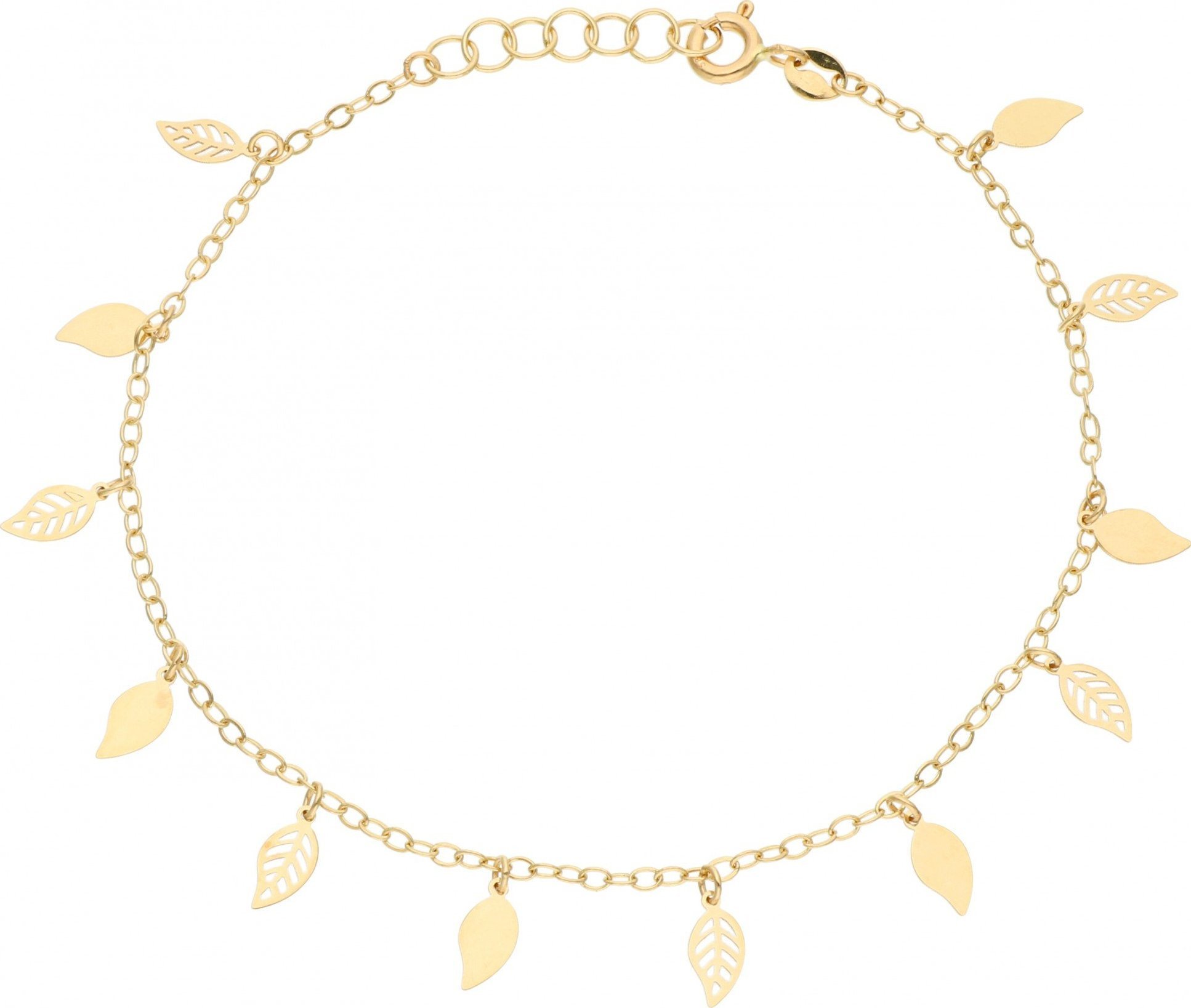 Rosanto Złota subtelna bransoletka ankier z listkami 19 cm 585 14k