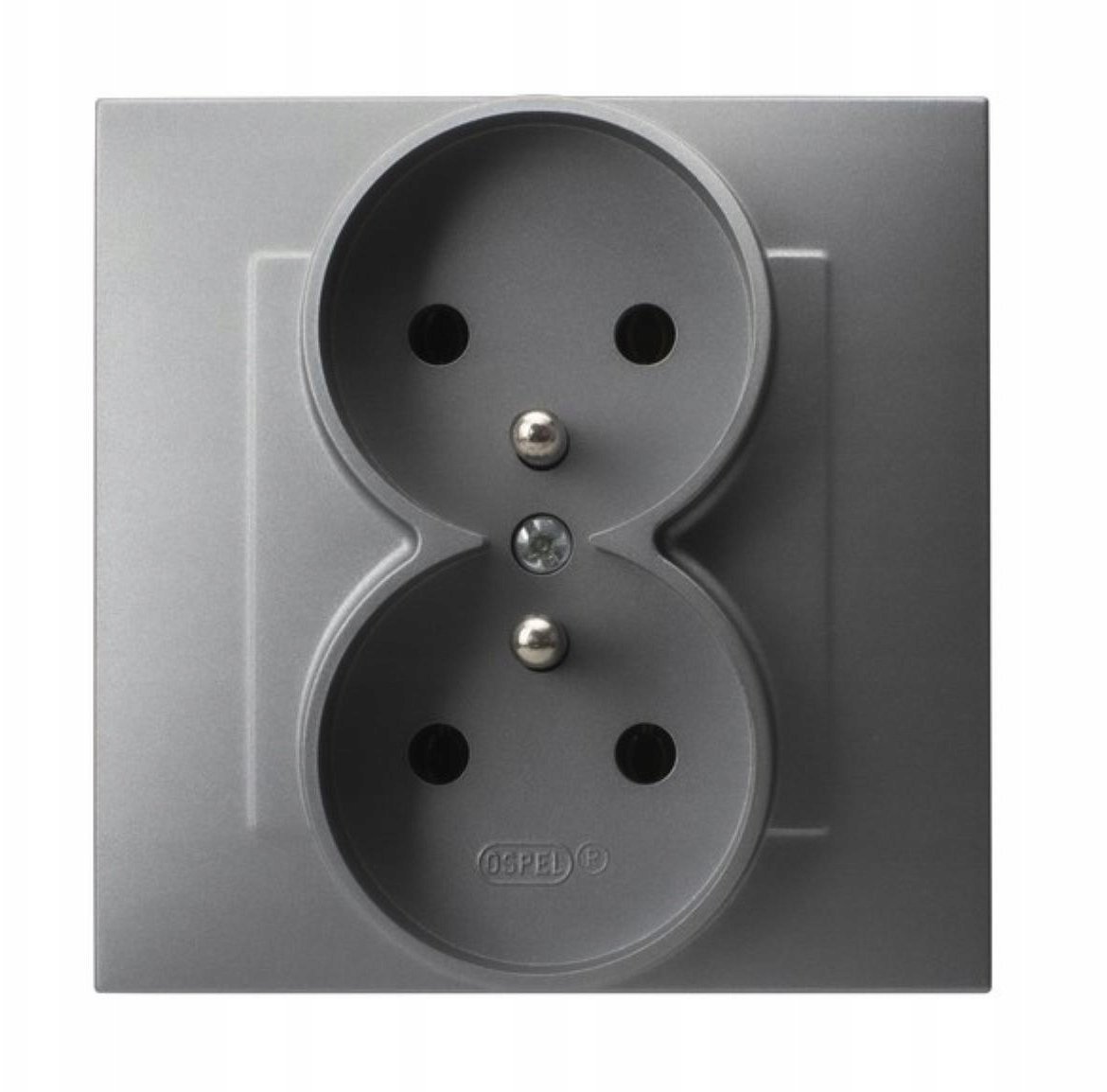 SZAFIR Gniazdo podwójne z uziemieniem kompletne z ramką szary mat GP-2ZZ/70