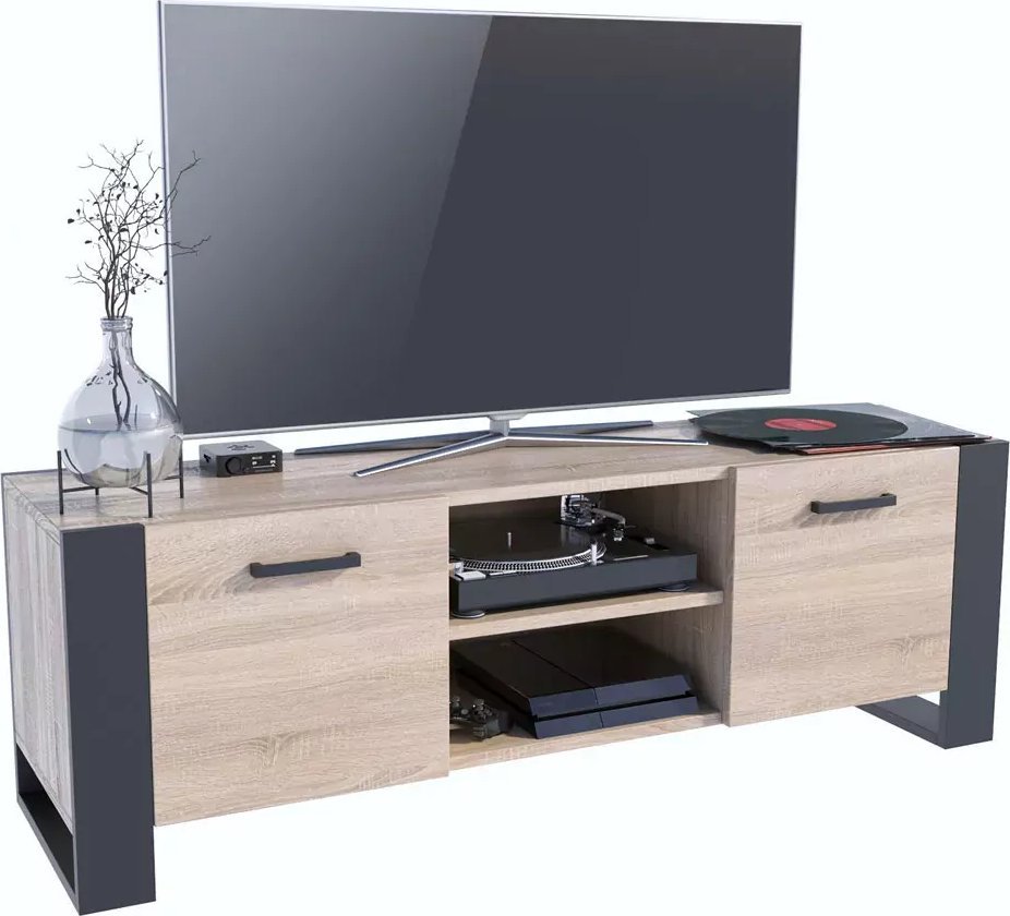 Elior Industrialna szafka pod telewizor dąb sonoma 150 cm - Berno