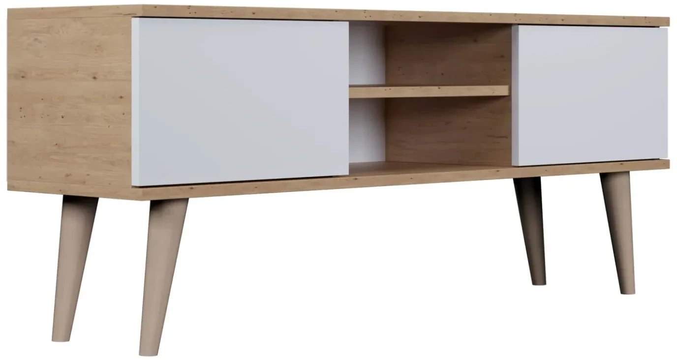 Szafka RTV TORONTO 120 dąb artisan/biała KOCOT MEBLE