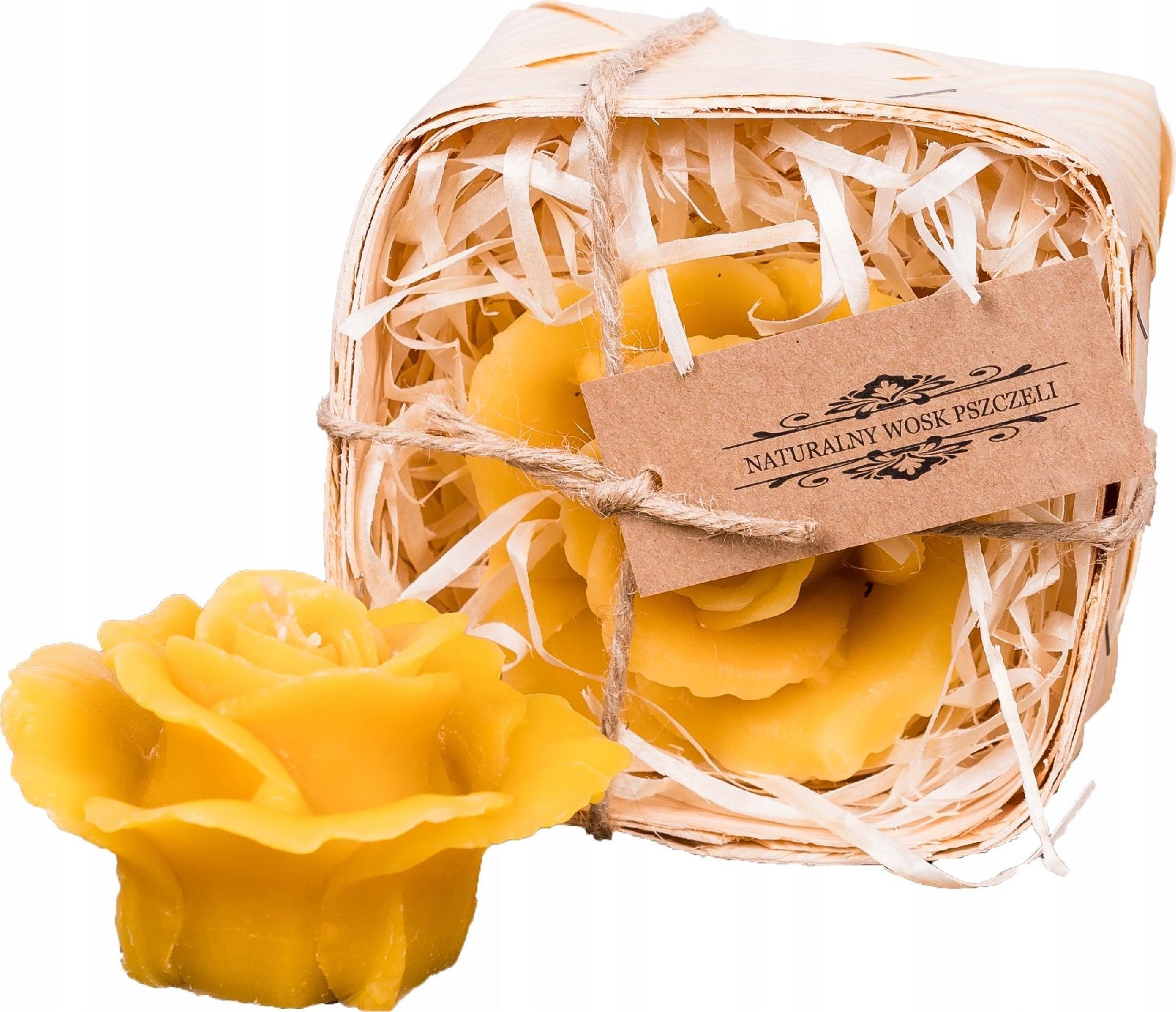 Łysoń Świeca z wosku pszczelego róża w łubiance (S292-N) - S292-N