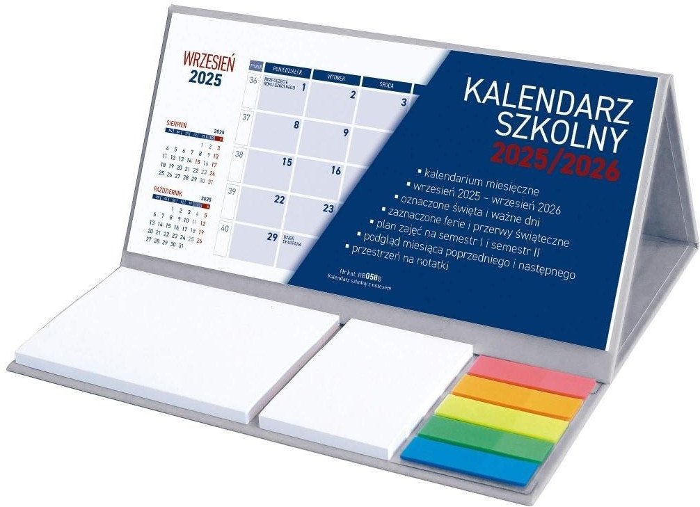 Kalendarz 2025/26 szkolny z notesem szary