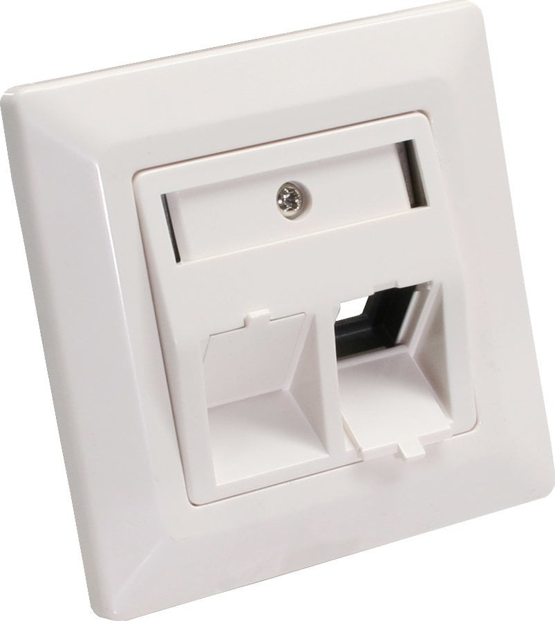 InLine InLine® Frame set for 2x RJ45 Bu/LSA inset, Keystone SNAP-In, RAL9010, pure white