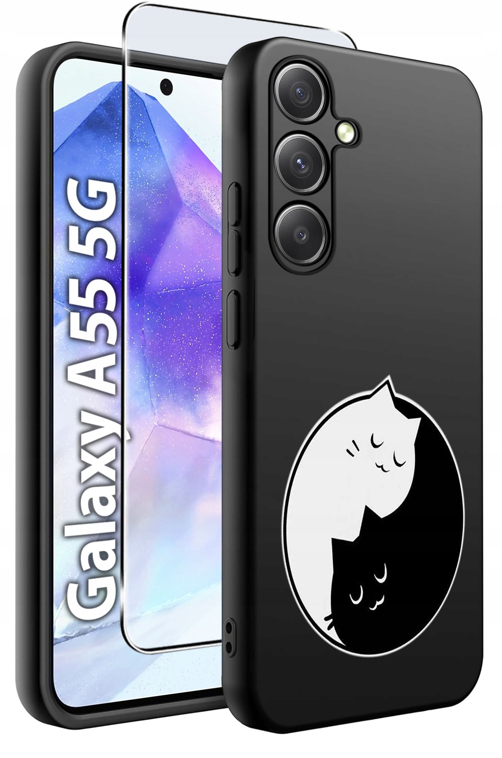 ETUI do Samsung A55 5G WZORY | SILIKONOWE MATT CASE + SZKŁO HARTOWANE 9H