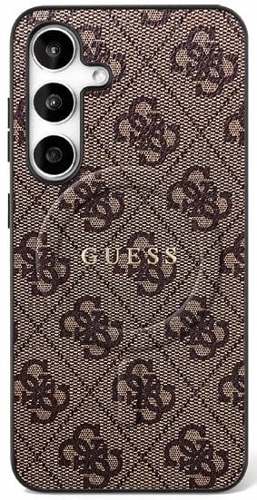 Guess Etui 4G Ring Classic Logo MagSafe do Samsung Galaxy S25 FE brązowy