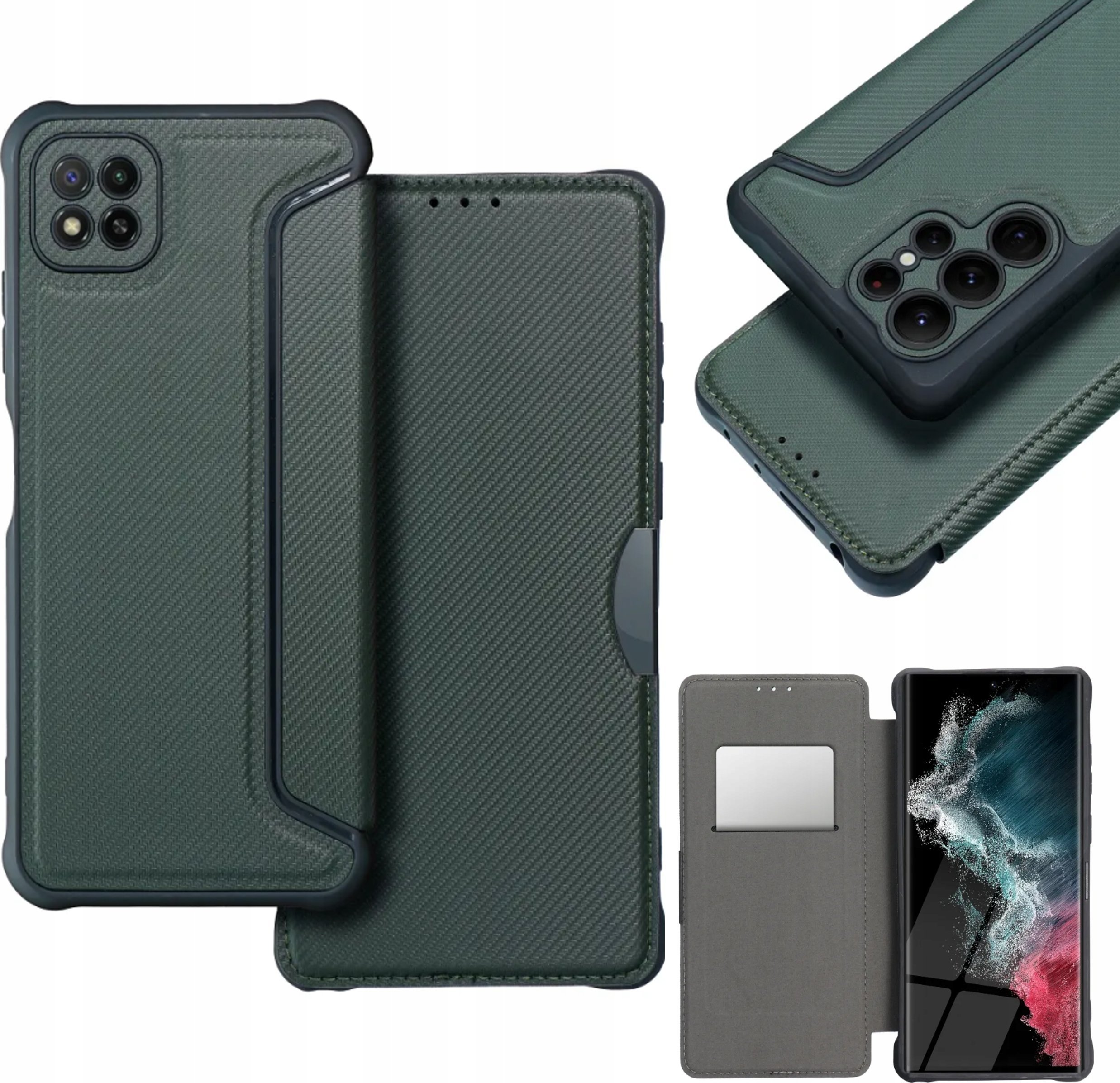OEM Kabura RAZOR Book do SAMSUNG A23 5G ciemnozielony