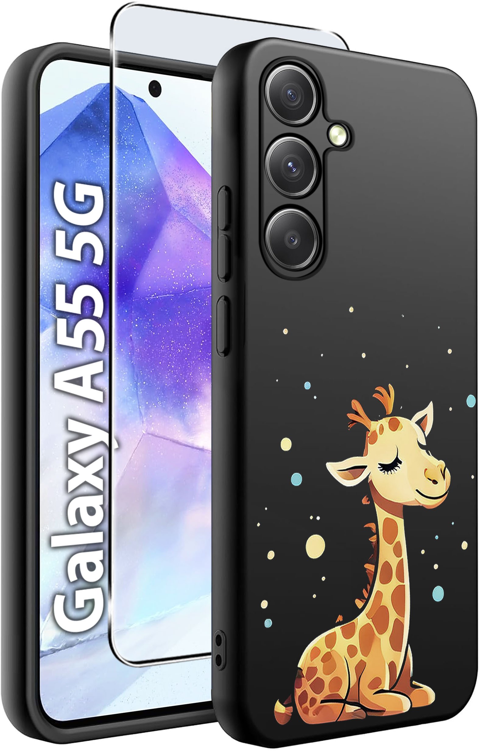 ETUI do Samsung A55 5G WZORY | SILIKONOWE MATT CASE + SZKŁO HARTOWANE 9H