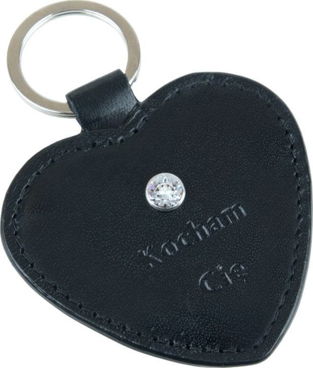 Breloczek Stefania Skórzany brelok serce "kocham cię" z białym kryształem swarovskiego