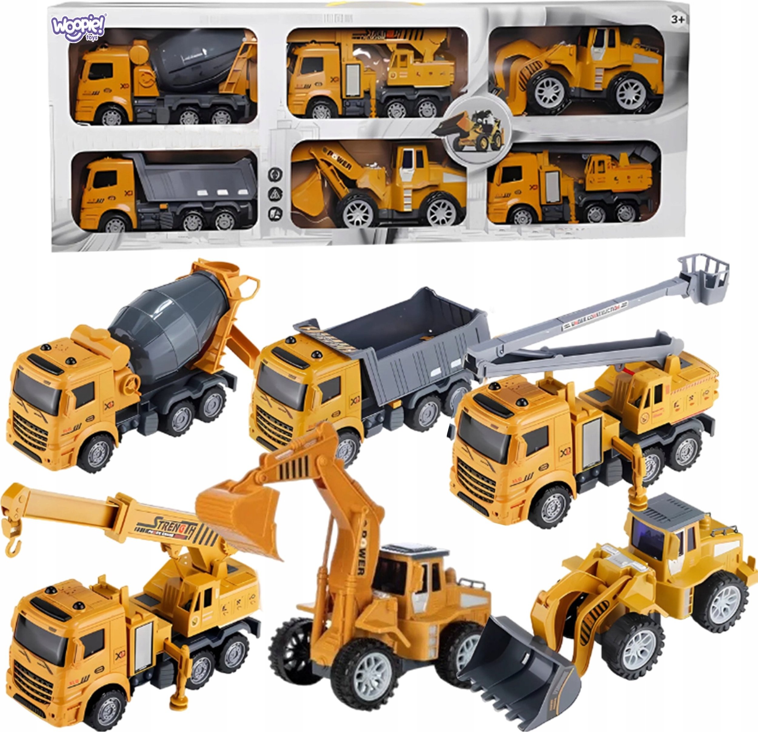 ML WOOPIE Wielki Zestaw Auta Budowlane 6w1
