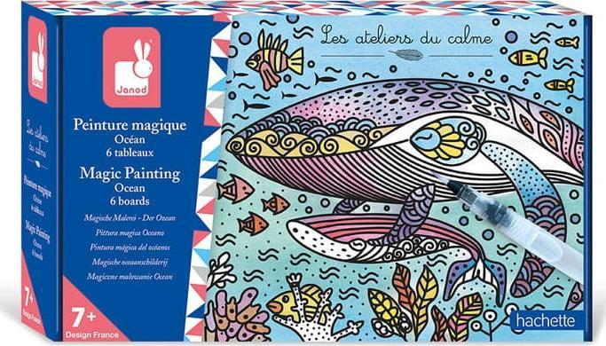 Janod Zestaw kreatywny Magiczne kolorowanki wodne Ocean 7+ Janod
