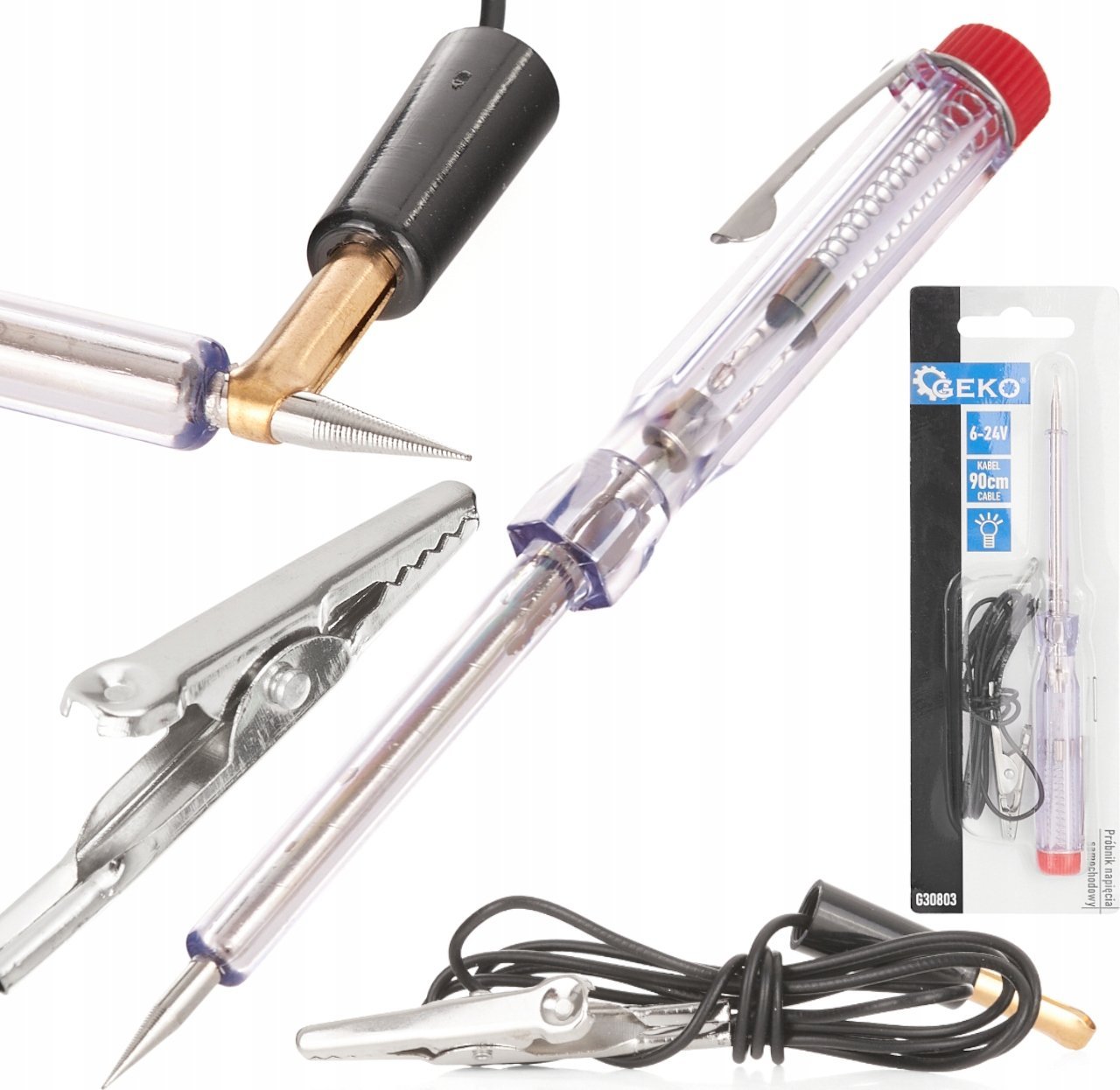 Geko Próbnik napięcia samochodowy 6-24V z przewodem 90cm (200)