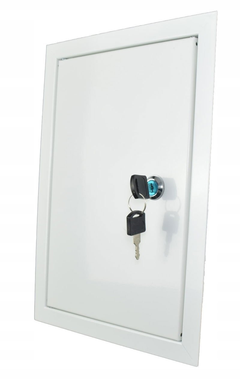 Drzwiczki rewizyjne metalowe białe 300X300 z zamkiem DMZ30X30