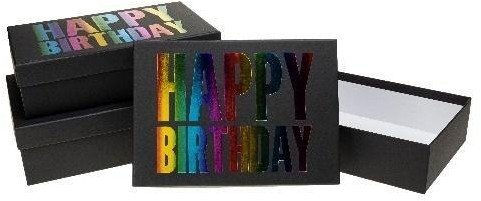 Pudełko prostokątne 3szt urodziny ROZETTE